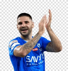 Aleksandar Mitrovic formidable striker associated with Al Hilal transparent png image