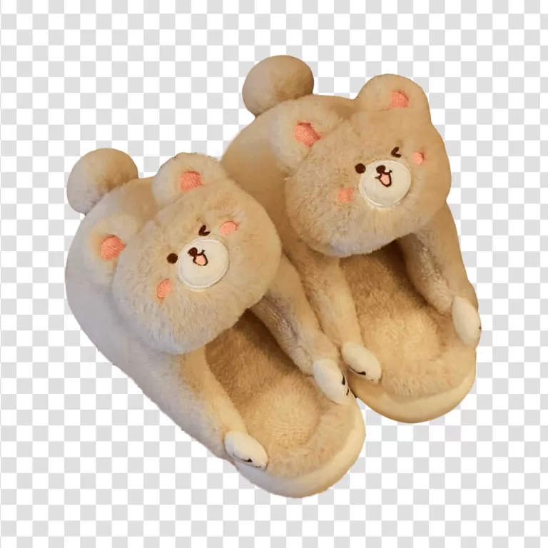 Cute Kawaii Slippers Teddy Bear Adorable Footwear PNG Transparent Fluffy and Cute Design
