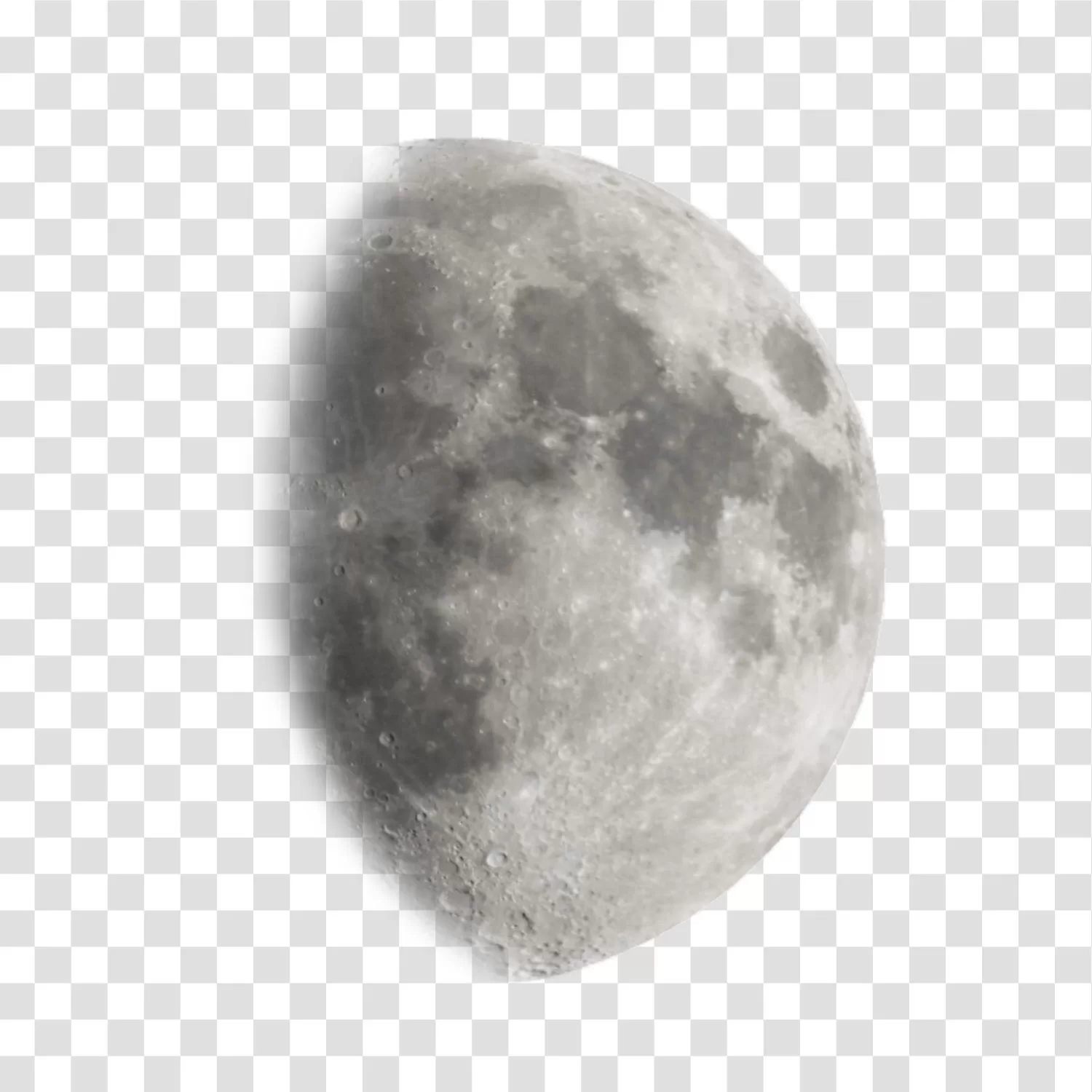 Gibbous Moon fascinating lunar phase with partial illumination transparent png image