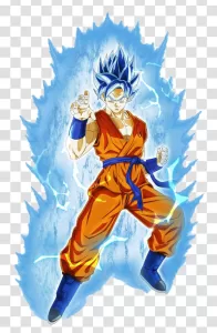 Goku Blue Anime Character from Dragon Ball PNG Transparent Dynamic and Electrifying Super Saiyan Blue