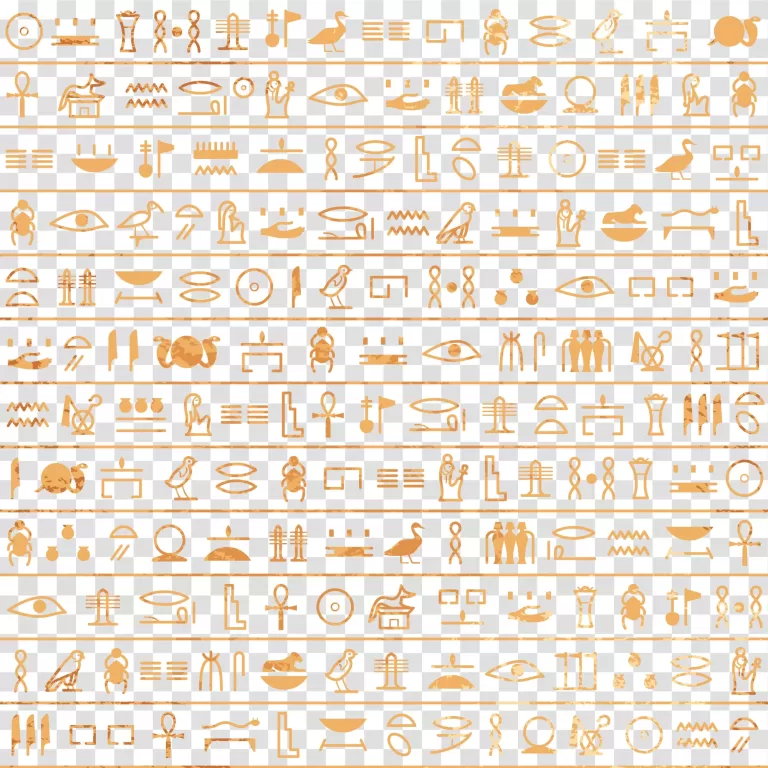 Hieroglyphs seamless pattern ancient symbols Egyptian design transparent png