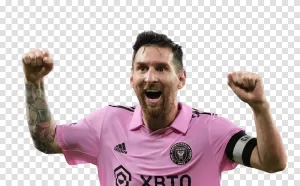 Lionel Messi in Inter Miami football legend in action transparent png image