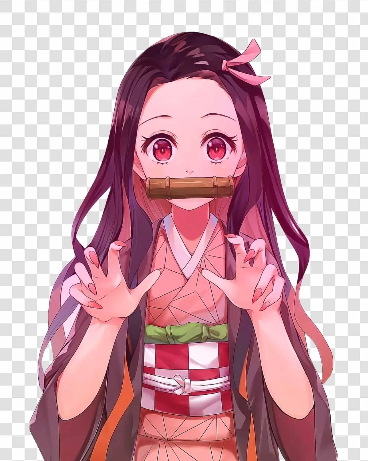 Nezuko Kamado PNG Anime Character from Demon Slayer Transparent