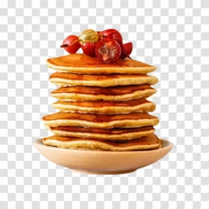 Pancakes with Honey Syrup and Berries PNG Sweet Breakfast Treat Transparent
