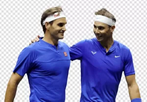 Rafael Nadal and Roger Federer Tennis Legends PNG Transparent Rivalry on the Court