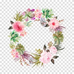Watercolor Floral Wreath PNG Artistic Decor Transparent