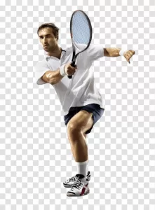 Young Man Playing Tennis PNG Energetic Sports Action Transparent
