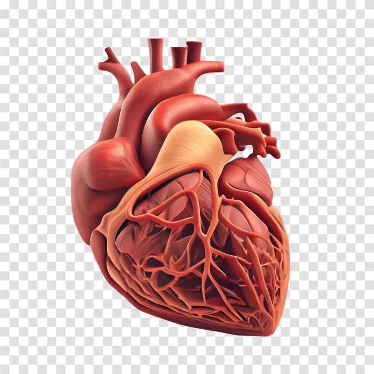 Human Heart Anatomy detailed and realistic transparent PNG image