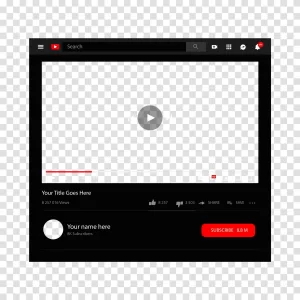 YouTube video player template content creation transparent PNG image