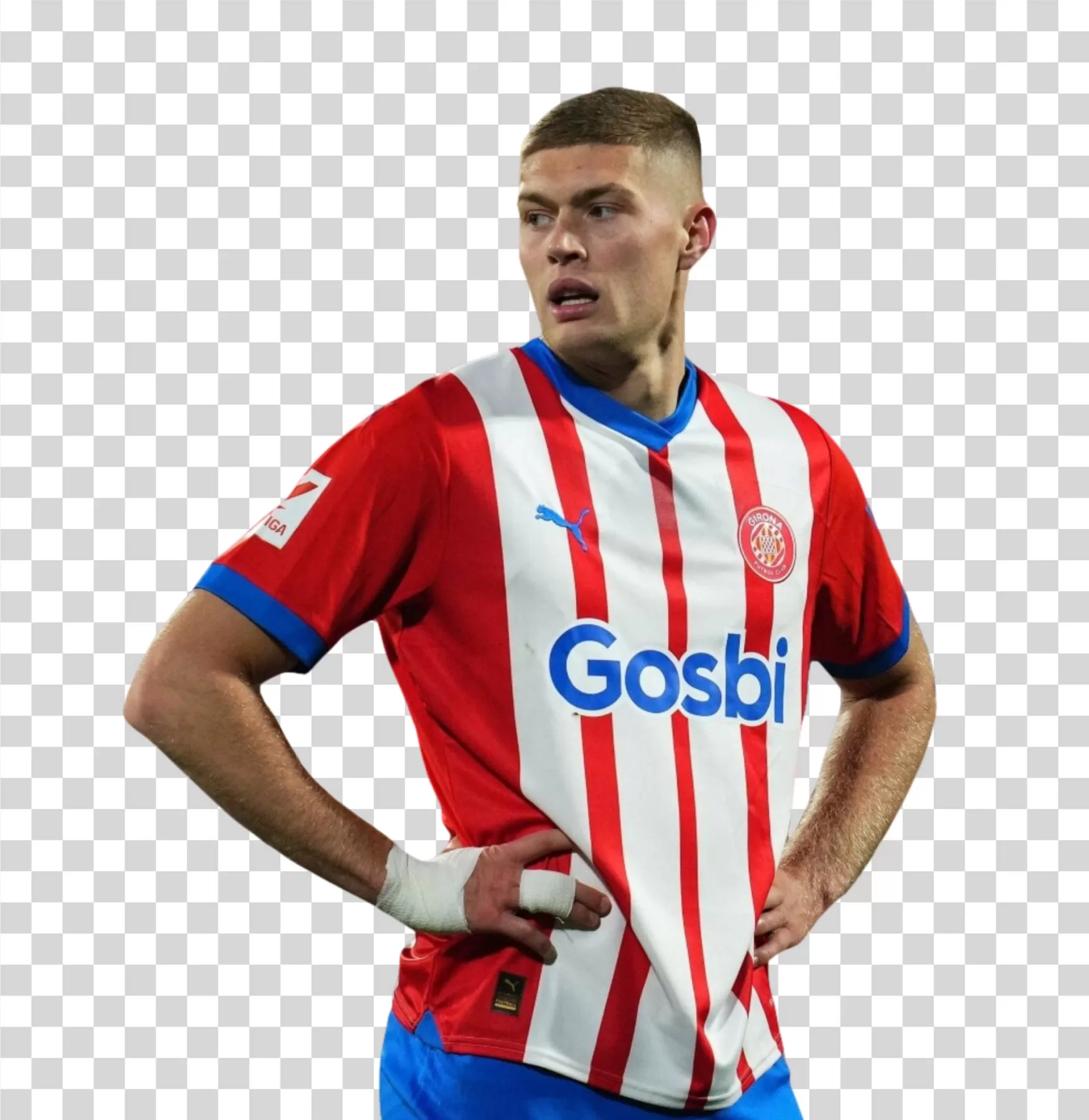 Artem Dovbyk, Ukrainian footballer of Girona FC, La Liga, transparent 