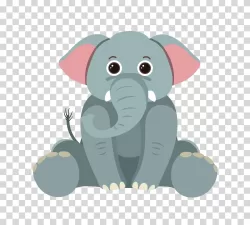 Cute elephant illustration for children's books transparent PNG image