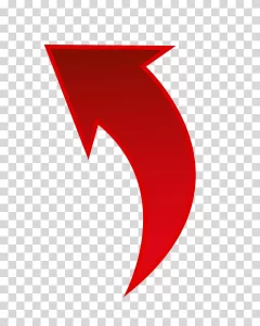 Red Arrow symbol for direction and progress transparent PNG image