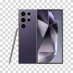 Samsung Galaxy S24 Ultra Titanium Violet Smartphone transparent PNG image