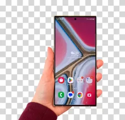 Samsung Galaxy S24 Ultra flagship mobile smartphone transparent PNG image