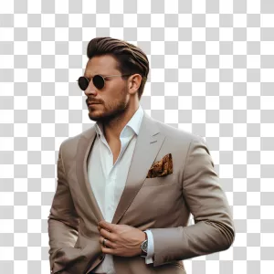 Stylish man with pocket square transparent PNG image