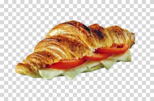 Toasted croissant with cheese & tomato transparent PNG image
