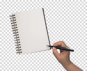 Hand writing on sketchbook notebook sketching transparent PNG image