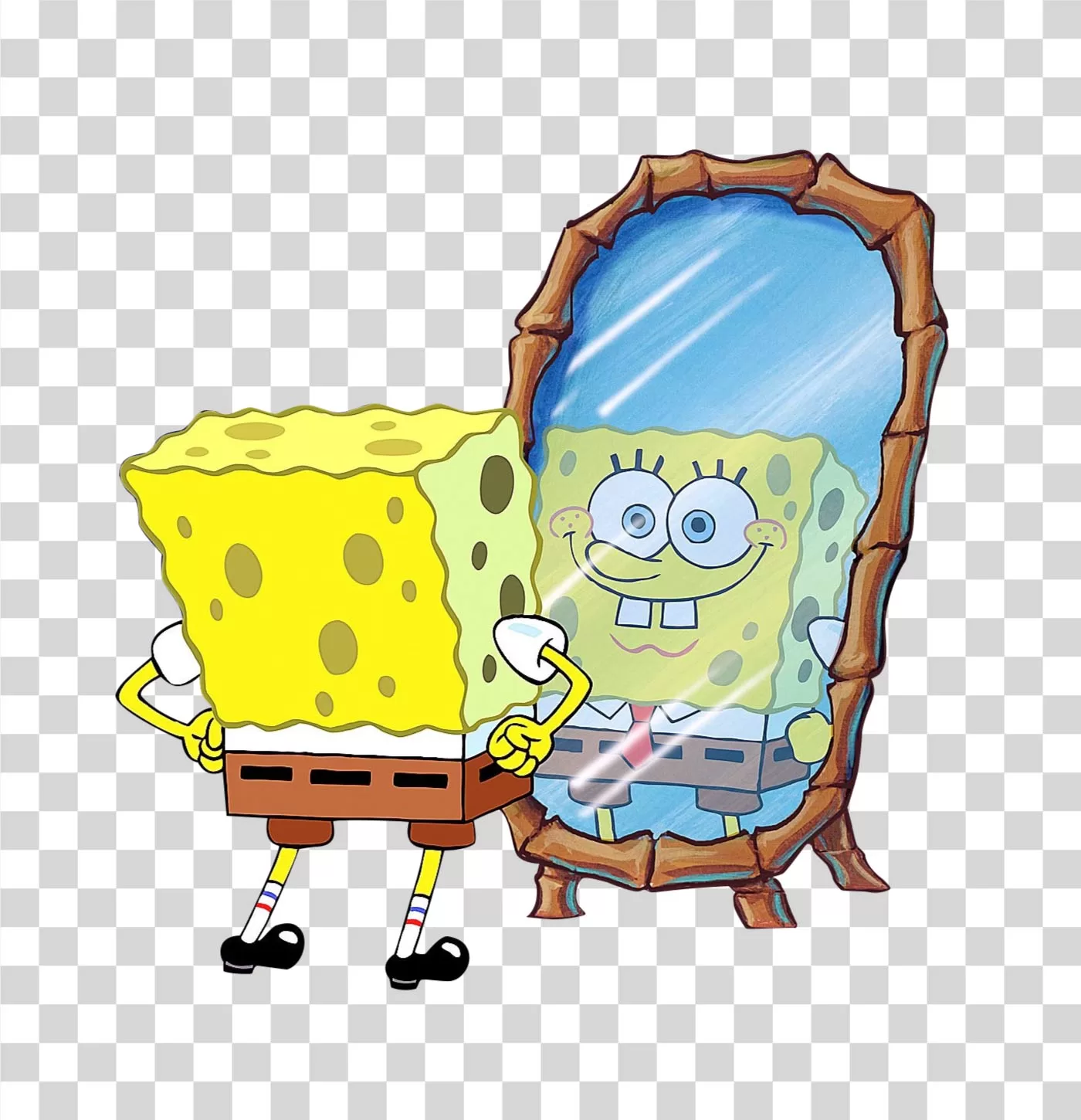 SpongeBob looking at the mirror cartoon Nickelodeon transparent PNG image