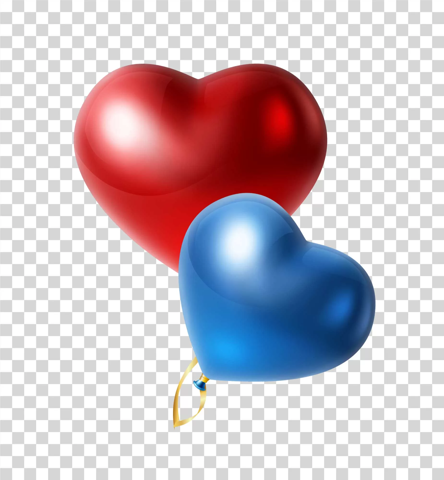Blue and Red Heart Balloons PNG Transparent
