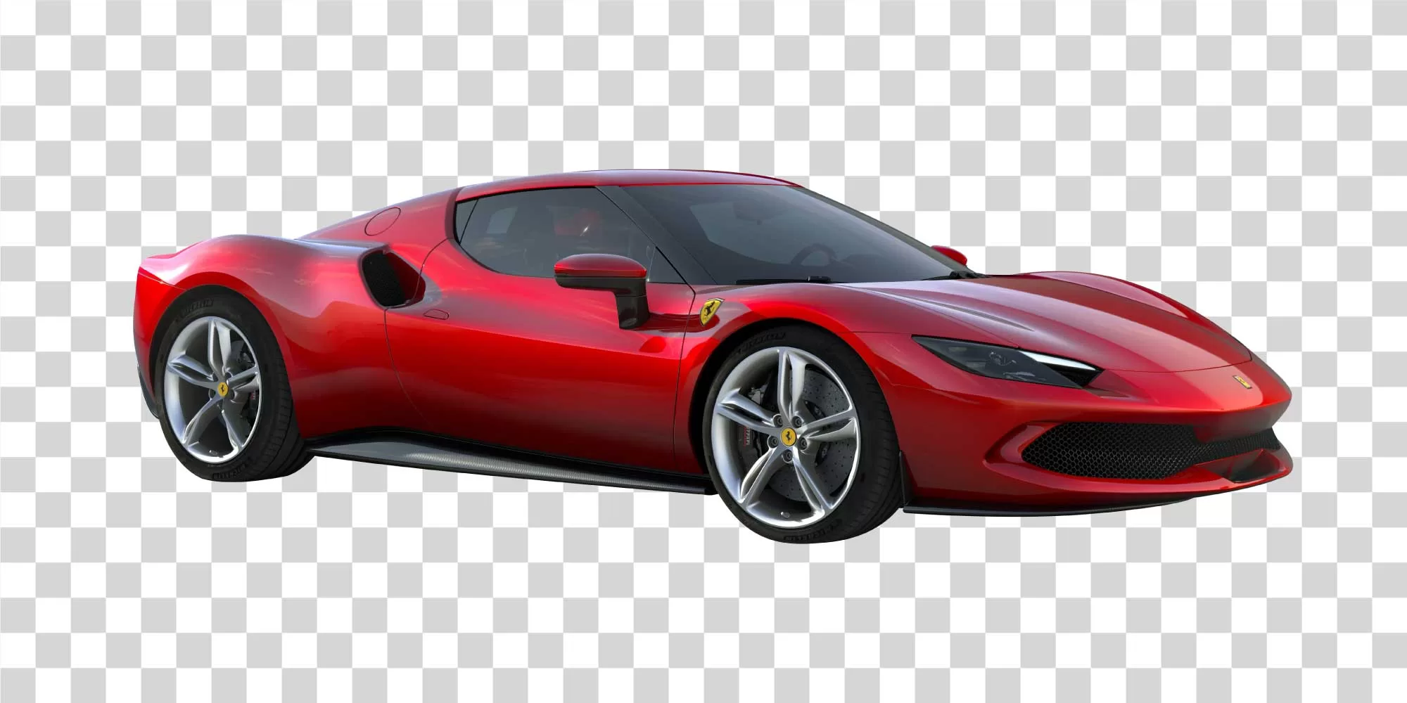 Ferrari 296 GTB Hybrid Supercar Transparent