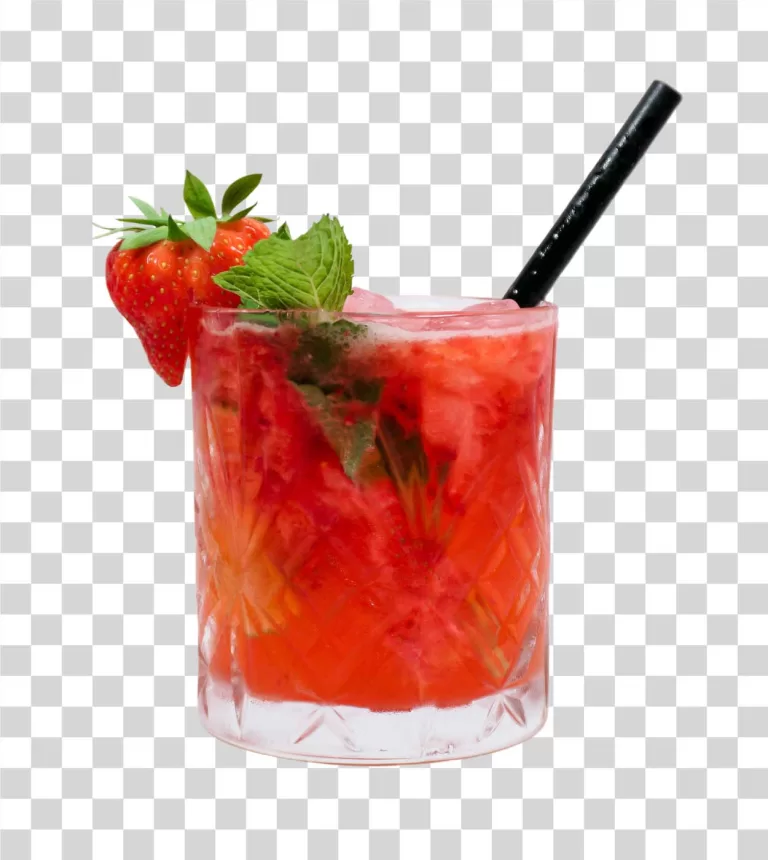 Strawberry Mojito Icy Strawberry Mint Drink Transparent