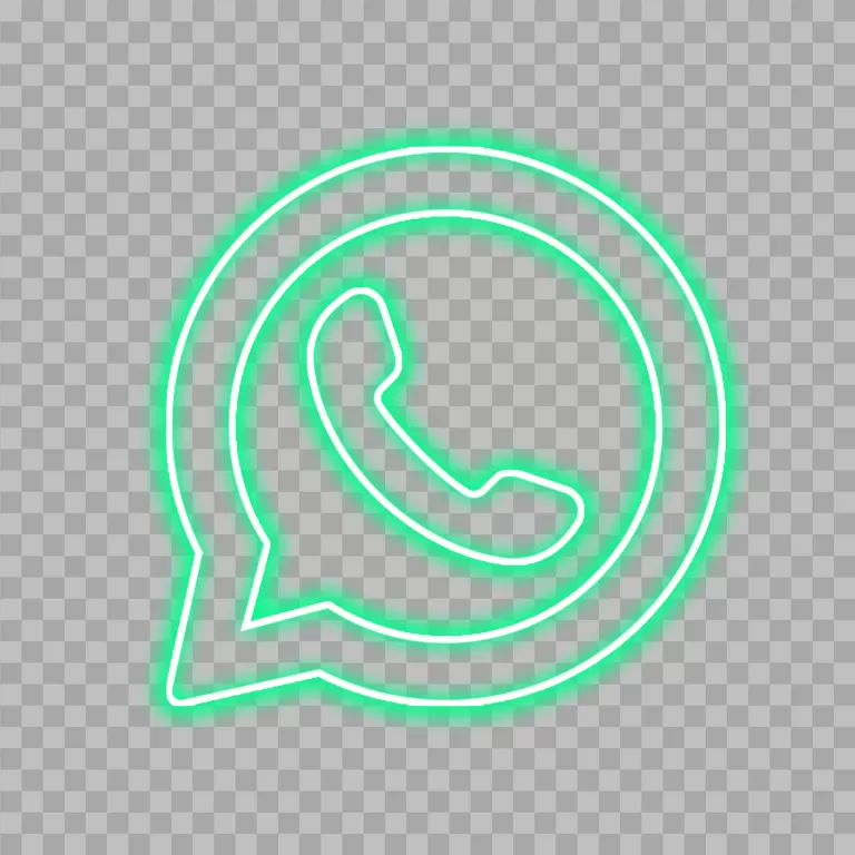 WhatsApp Logo Messaging App Neon Effect Style Transparent