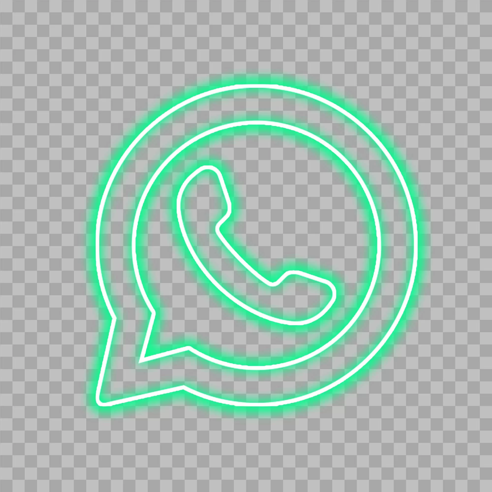 WhatsApp Logo Messaging App Neon Effect Style Transparent