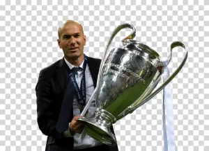 Zinedine Zidane Holding UEFA Champions League Trophy