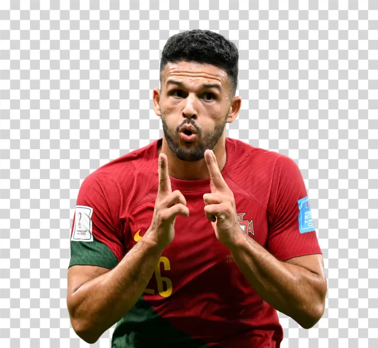 Goncalo Ramos Celebration Pose in Portugal Uniform Transparent