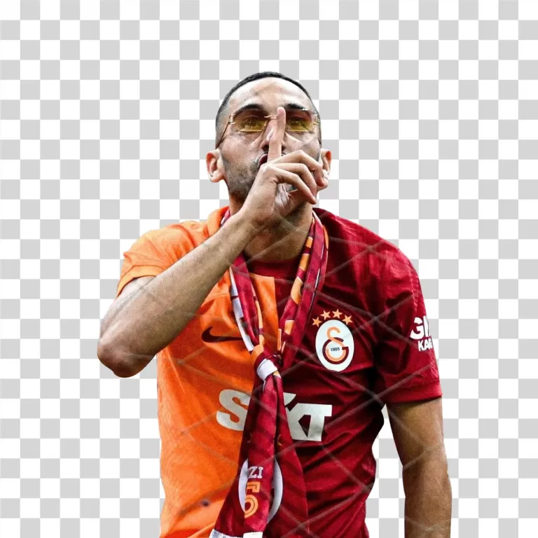 Hakim Ziyech Galatasaray Midfielder Shushing Celebration PNG