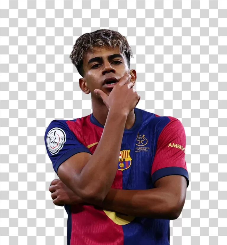 Lamine Yamal Celebration Pose Barcelona Transparent