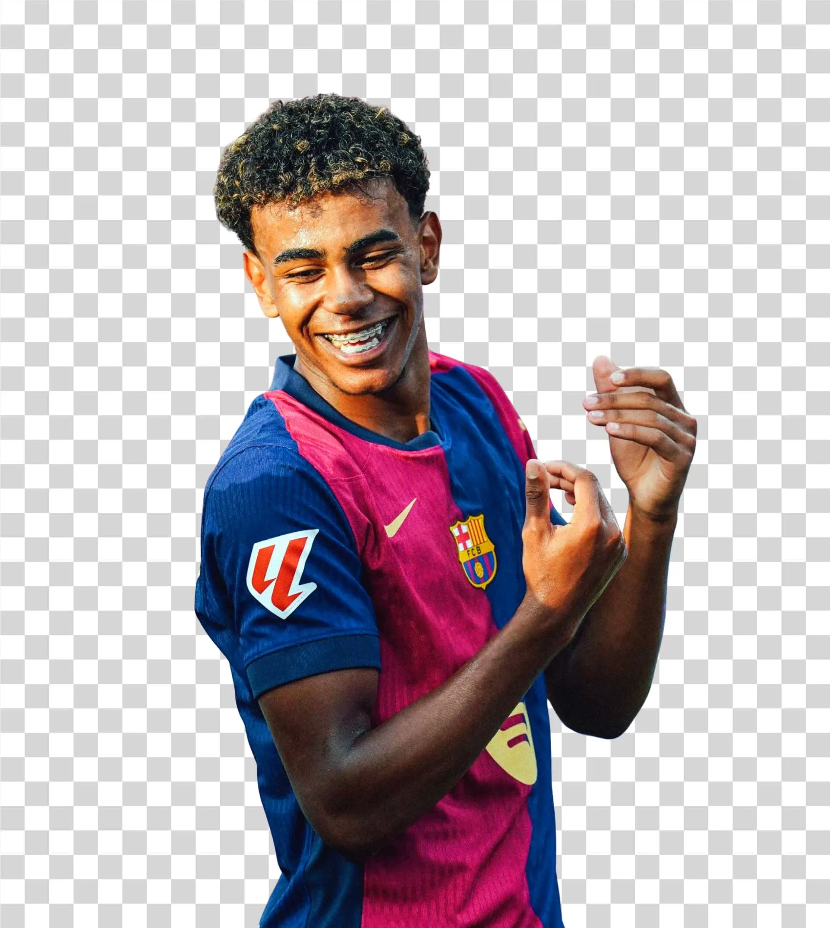 Lamine Yamal Goal Celebration Barcelona Jersey Transparent PNG
