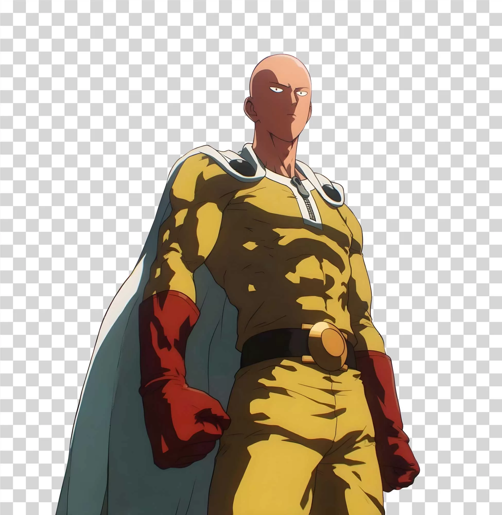 Saitama One Punch Man with Serious Expression Transparent Image