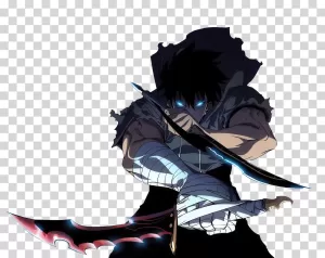 Sung Jin-Woo Solo Leveling Character Holding Knives Transparent