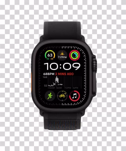 Apple Watch Ultra 2 Black Rugged Smartwatch PNG Image