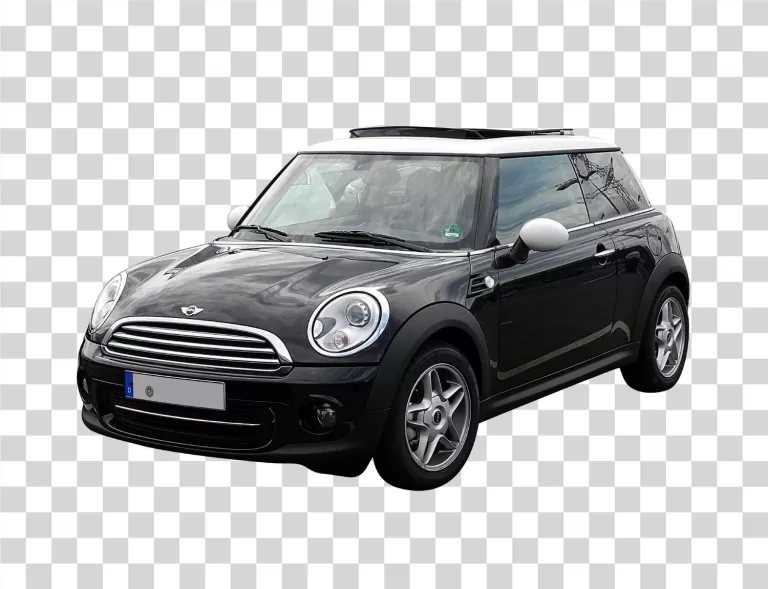 Black Mini Cooper Compact Hatchback Car PNG