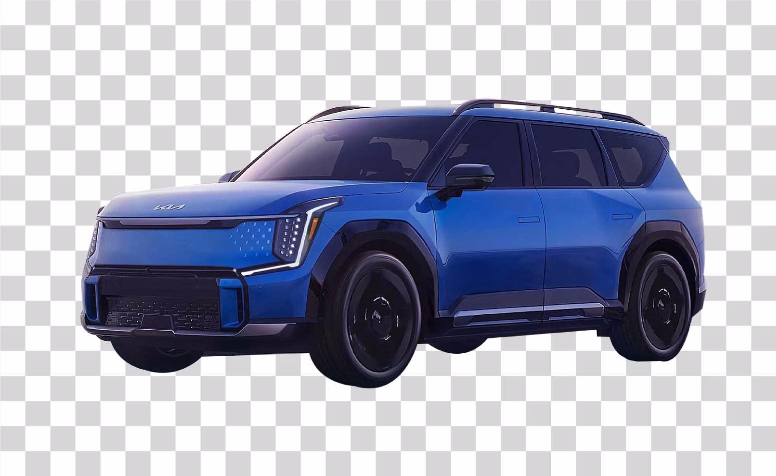 Blue Kia EV9 Electric SUV Transparent