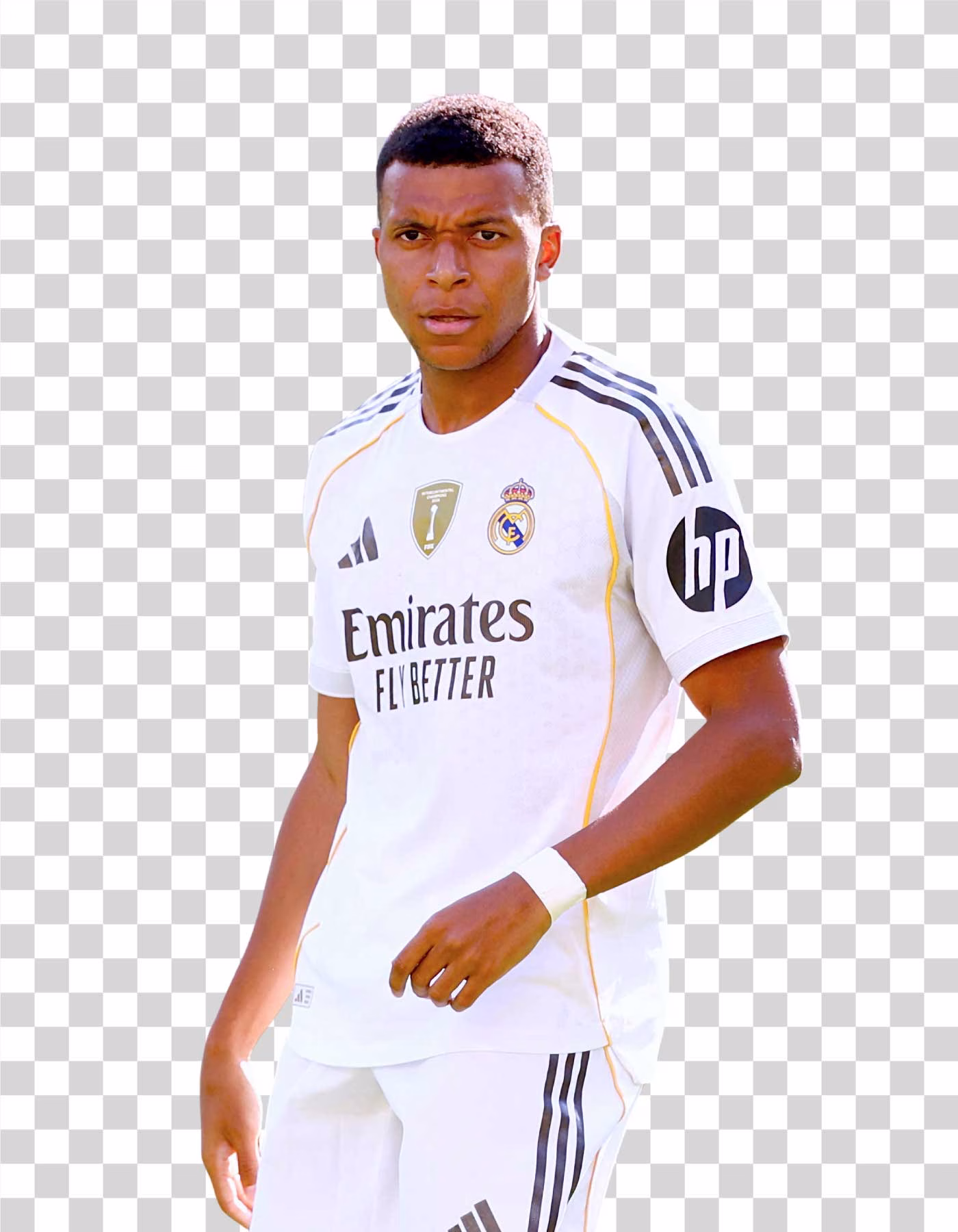 Kylian Mbappe Real Madrid Home Kit PNG Image