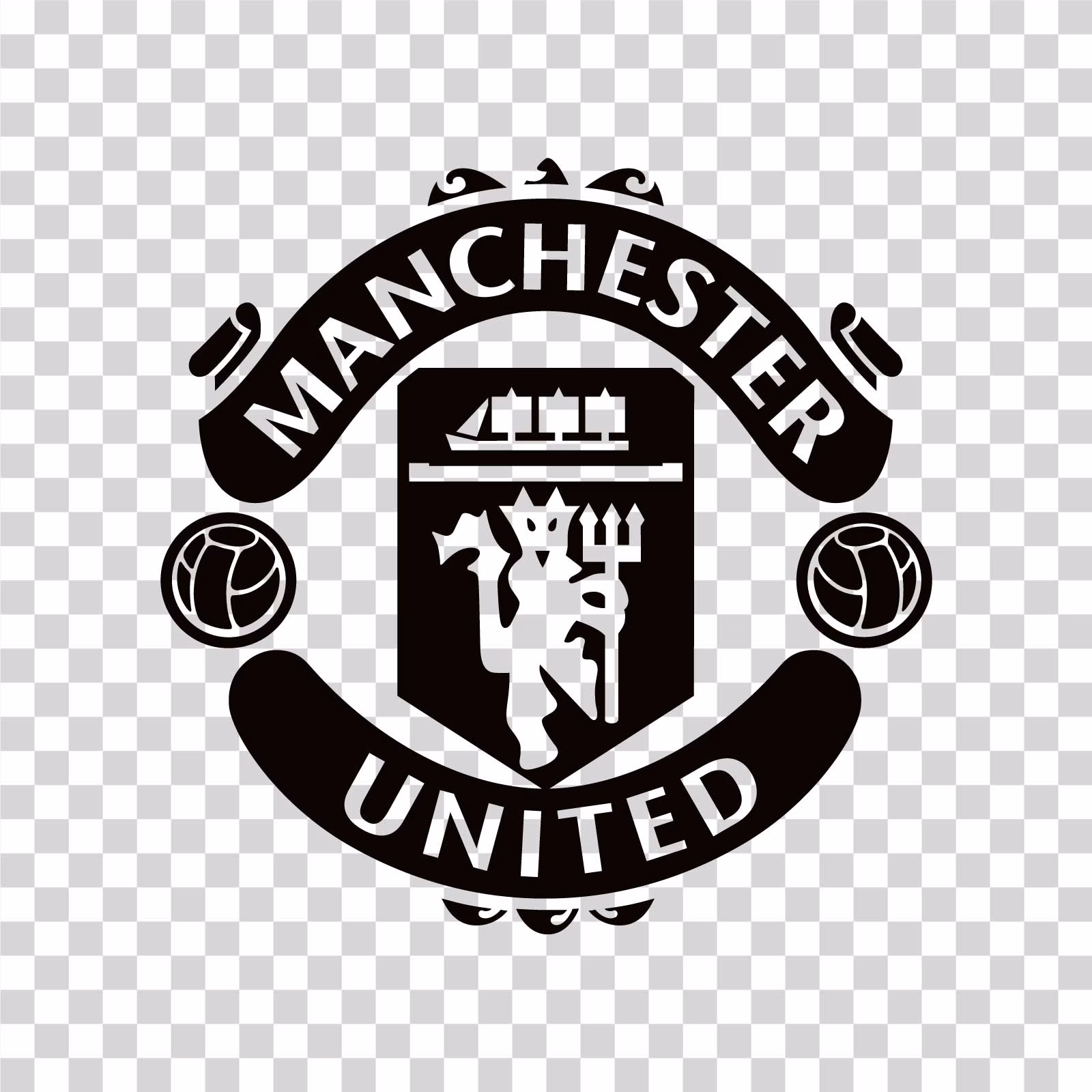 Manchester United Black Logo Football Club PNG Image