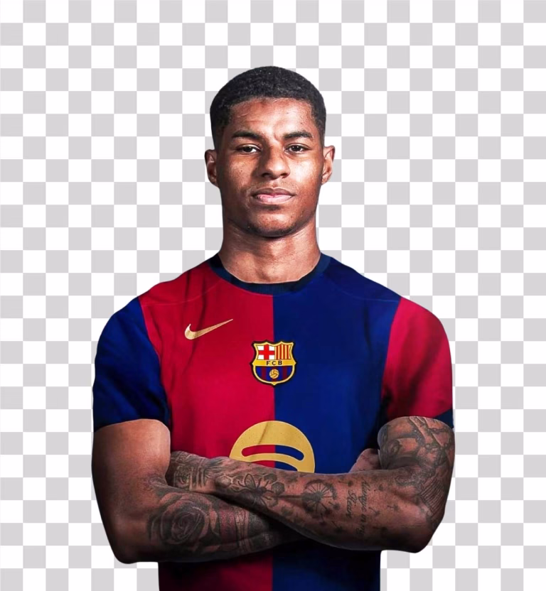 Marcus Rashford in Barcelona Kit PNG