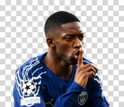 Ousmane Dembélé Shushing Pose PNG Image