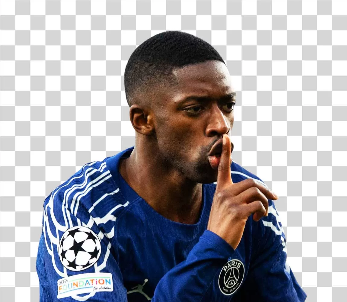 Ousmane Dembélé Shushing Pose PNG Image