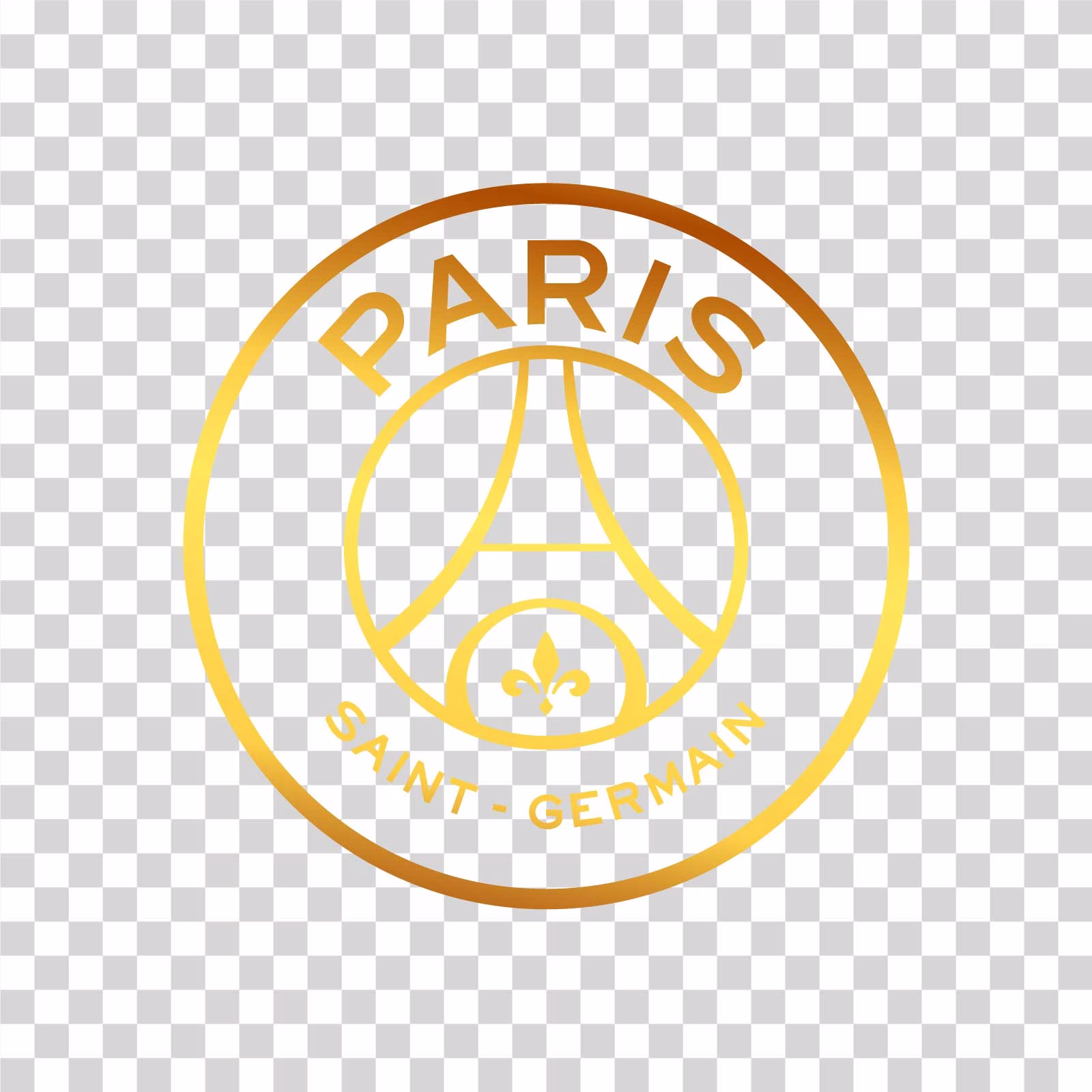 PSG Gold Logo Paris Saint-Germain Golden Emblem Transparent Logo