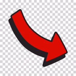 Red Curved Arrow with Black Shadow PNG