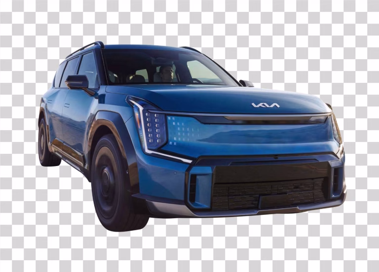 Blue Kia EV9 Electric SUV Car PNG