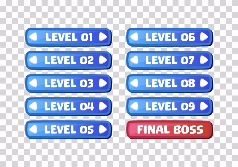 Game UI Levels Numbers Interface PNG