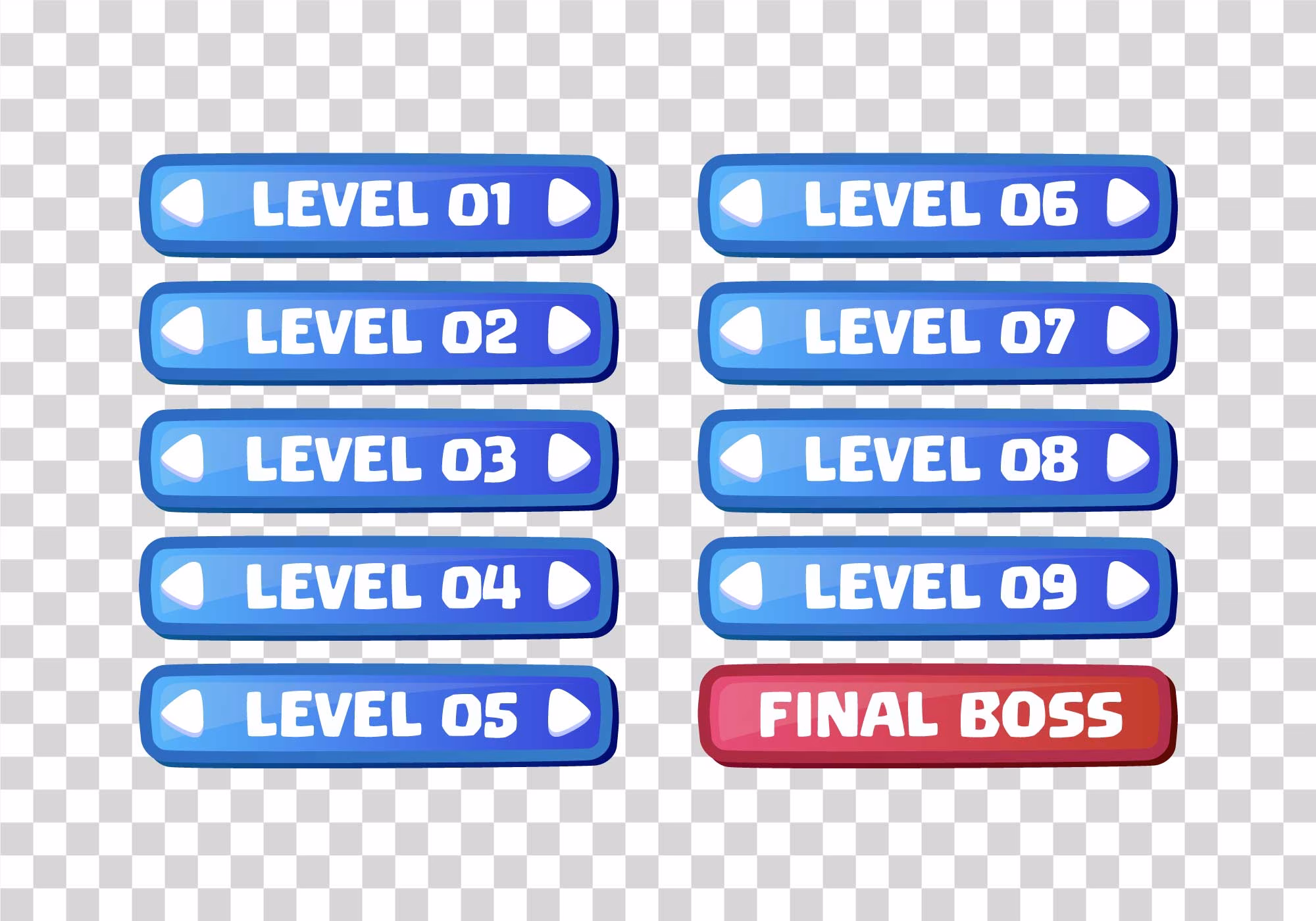 Game UI Levels Numbers Interface PNG