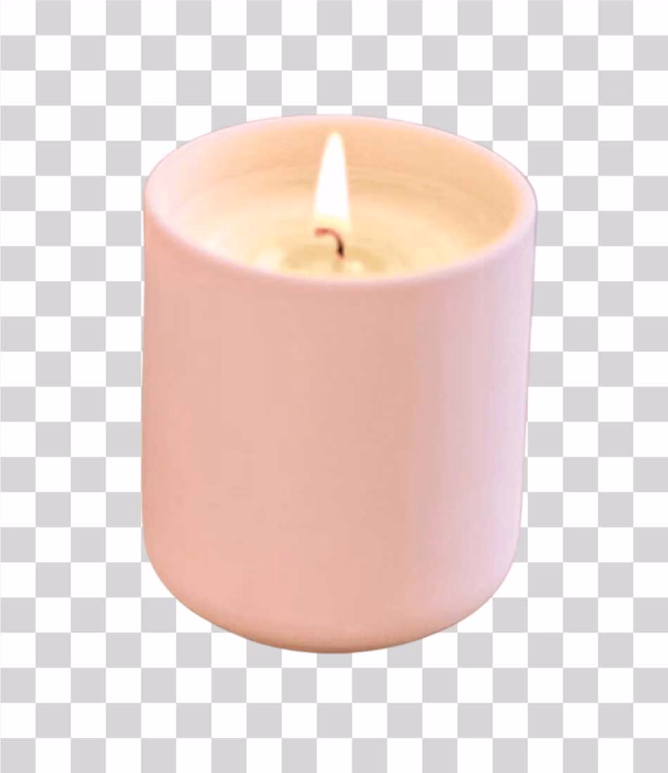 Lit Candle Wax Stick with Flame Transparent