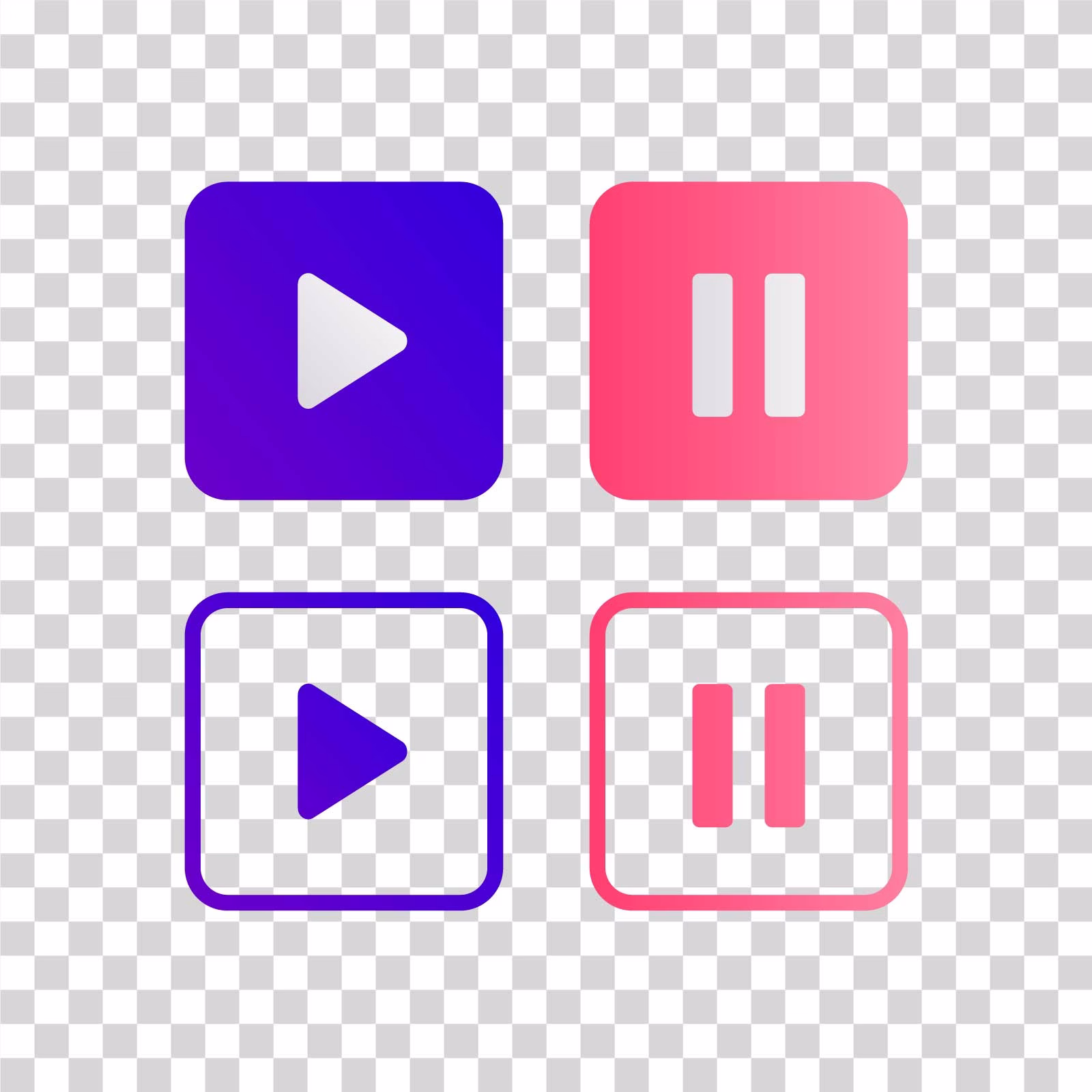 Play and Pause Media Control Buttons PNGs