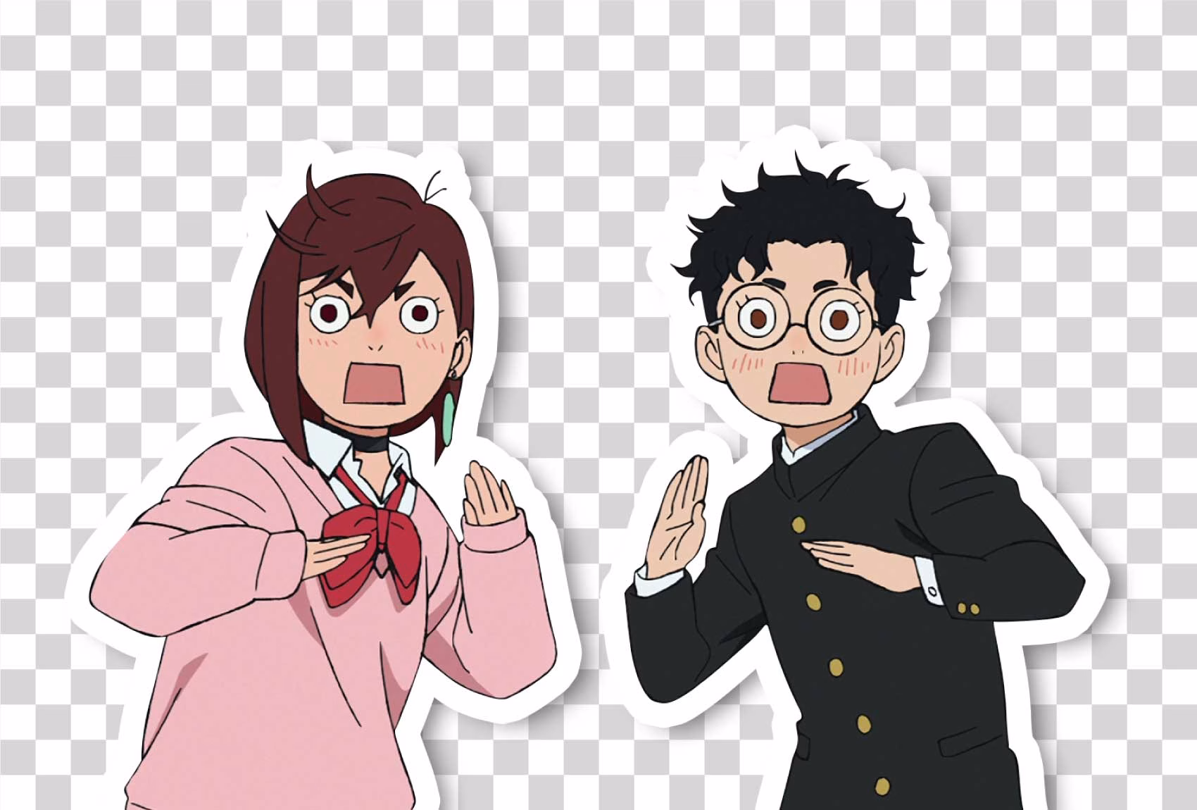 Okarun Ken Takakura and Momo Ayase Dandadan Sticker Transparent